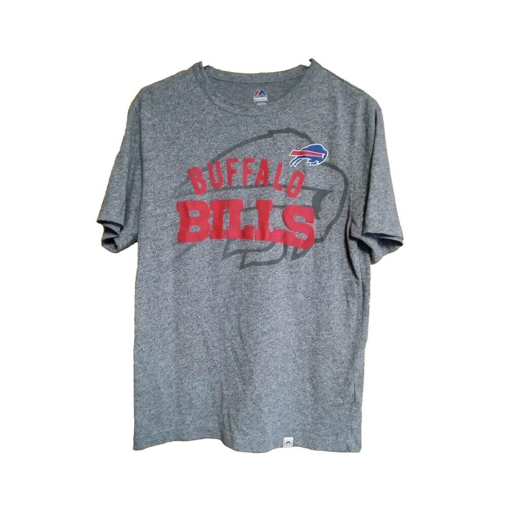 Buffalo Bills Gray Short Sleeve Graphic T-Shirt Majestic Tag, Bills Mafia, Sm
